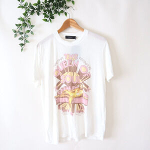 NEW Junk Food Women's Short Sleeve Aretha Franklin Queen White Top Size Medium